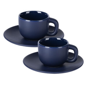 Set of two stoneware espresso cups and saucers, 2 x 85 ml