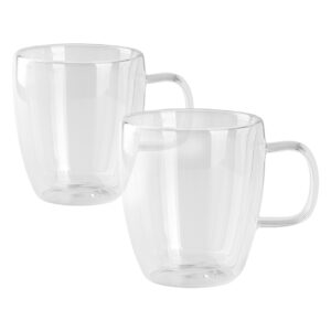Two double wall glass mugs in a set, 2 x 330 ml