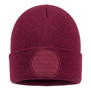 Winter cap with round patch